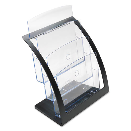 Picture of 3-Tier Literature Holder, Leaflet Size, 11.25w x 6.94d x 13.31h, Black