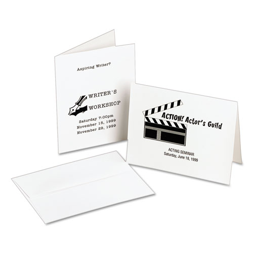 Picture of Note Cards with Matching Envelopes, Laser, 80 lb, 4.25 x 5.5, Uncoated White, 60 Cards, 2 Cards/Sheet, 30 Sheets/Pack