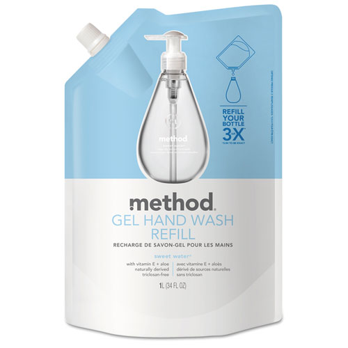 Method+Gel+Hand+Soap+Refill+-+Sweet+Water+Scent+-+34+fl+oz+%281005.5+mL%29+-+Hand+-+Clear+-+Triclosan-free+-+1+Each