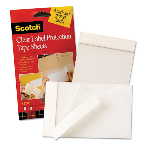 Picture of ScotchPad Label Protection Tape Sheets, 4" x 6", Clear, 25/Pad, 2 Pads/Pack