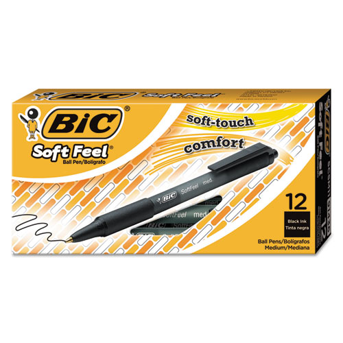 Picture of Soft Feel Retractable Ballpoint Pen, Black Ink, 1mm, Medium, Dozen