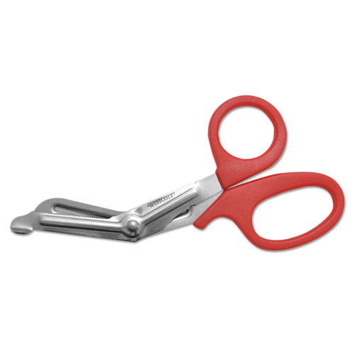 Picture of Stainless Steel Office Snips, 7" Long, 1.75" Cut Length, Red Offset Handle