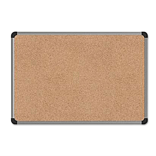 Picture of Cork Board with Aluminum Frame, 36" x 24", Tan Surface, Satin Aluminum Frame