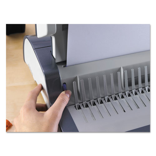 Picture of Quasar 500 Manual Comb Binding System, 500 Sheets, 18.13 x 15.38 x 5.13, Metallic Gray