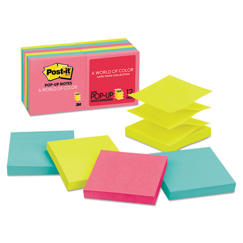 Picture of Original Pop-up Refill, 3 x 3, Assorted Cape Town Colors, 100-Sheet, 12/Pack