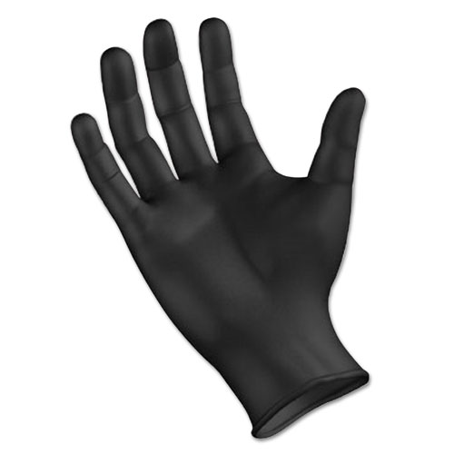 Picture of Disposable General-Purpose Powder-Free Nitrile Gloves, Large, Black, 4.4 mil, 100/Box