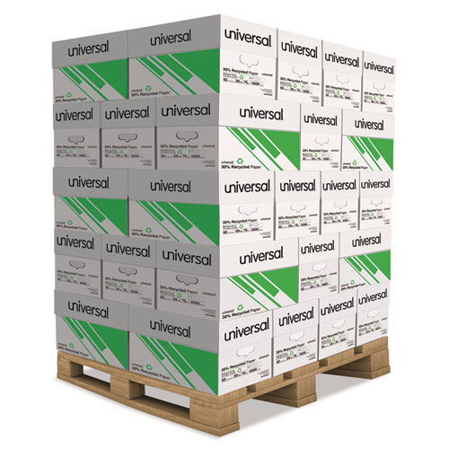 Picture of 30% Recycled Copy Paper, 92 Bright, 20 lb Bond Weight, 8.5 x 11, White, 500 Sheets/Ream, 10 Reams/Carton, 40 Cartons/Pallet