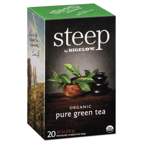 Picture of steep Tea, Pure Green, 0.91 oz Tea Bag, 20/Box