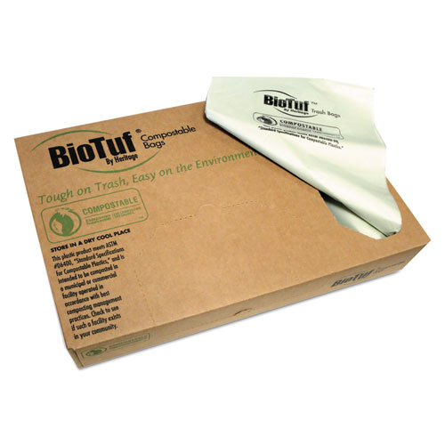 Biotuf+Compostable+Can+Liners%2C+13+gal%2C+0.88+mil%2C+24%26quot%3B+x+32%26quot%3B%2C+Green%2C+25+Bags%2FRoll%2C+8+Rolls%2FCarton