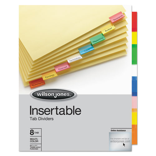Picture of Insertable Tab Dividers, 3-Hole Punched, 8-Tab, 11 x 8.5, Buff, Assorted Tabs, 1 Set