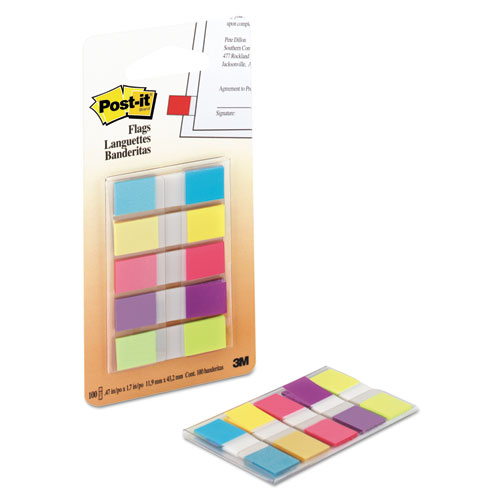 Picture of Page Flags in Portable Dispenser, 5 Bright Colors, 5 Dispensers, 20 Flags/Color