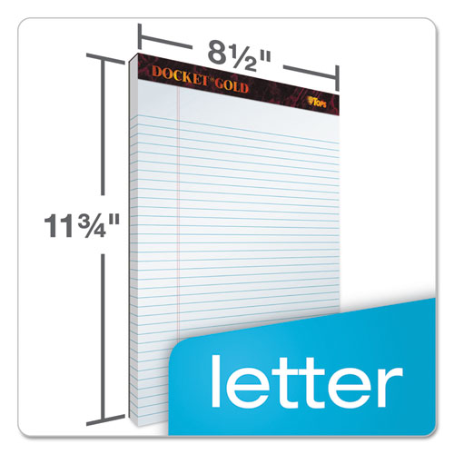 Picture of Docket Gold Ruled Perforated Pads, Wide/Legal Rule, 50 White 8.5 x 11.75 Sheets, 12/Pack