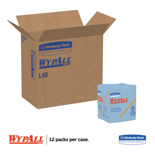 Picture of L40 Wiper, 1/4 Fold, Blue, 12.5 x 12, 56/Box, 12 Boxes/Carton