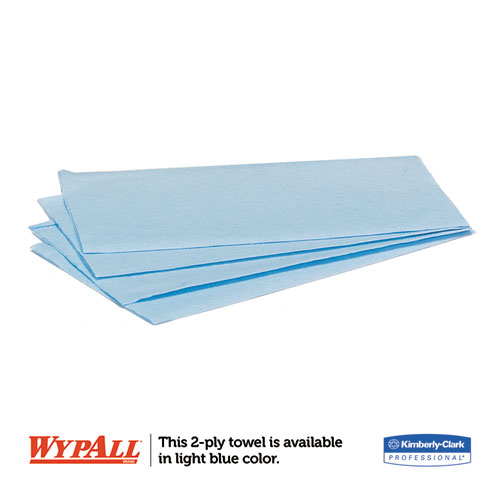 Picture of L10 Windshield Wipers, Banded, 2-Ply, 9.38 x 10.25, Light Blue, 140/Pack, 16 Packs/Carton