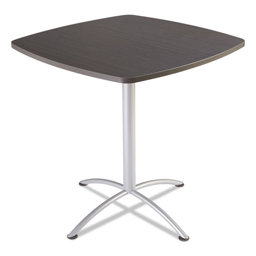 Picture of iLand Bistro-Height Table, Square, Contoured Edges, 42" x 42" x 42", Gray Walnut Top, Silver Base
