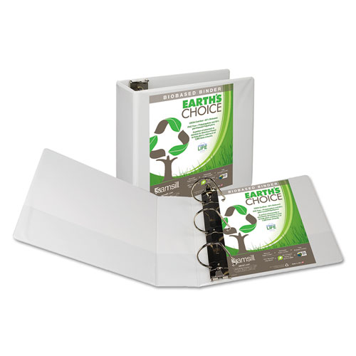 Picture of Earth's Choice Biobased D-Ring View Binder, 3 Rings, 4" Capacity, 11 x 8.5, White