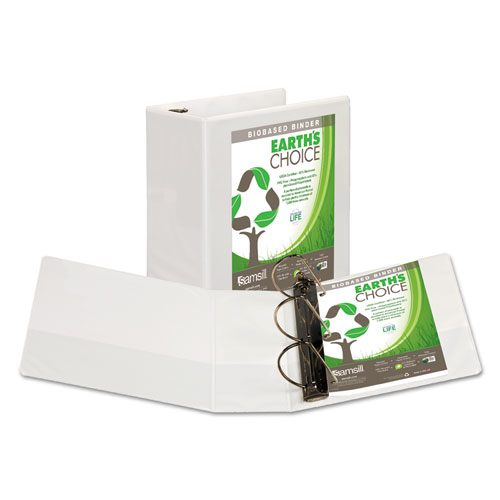 Picture of Earth's Choice Biobased D-Ring View Binder, 3 Rings, 5" Capacity, 11 x 8.5, White