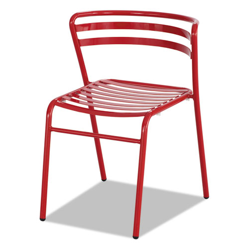 Picture of CoGo Steel Outdoor/Indoor Stack Chair, Supports Up to 250 lb, 17" Seat Height, Red Seat, Red Back, Red Base, 2/Carton