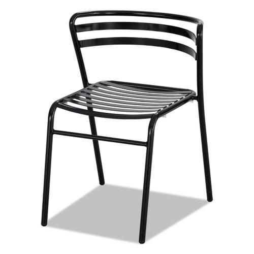 Picture of CoGo Steel Outdoor/Indoor Stacking Chair, Supports Up to 250 lb, 17" Seat Height, Black Seat, Black Back, Black Base,2/Carton