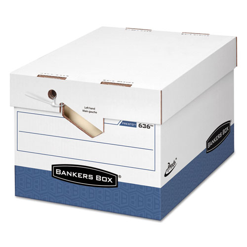 Picture of PRESTO Ergonomic Design Storage Boxes, Letter/Legal Files, 12.88" x 16.5" x 10.38", White/Blue, 12/Carton