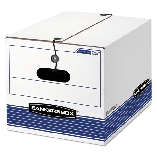 Picture of STOR/FILE Medium-Duty Strength Storage Boxes, Letter/Legal Files, 12.25" x 16" x 11", White/Blue, 12/Carton