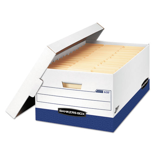 Picture of PRESTO Heavy-Duty Storage Boxes, Legal Files, 16" x 10.38", White/Blue, 12/Carton