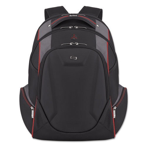 Picture of Launch Laptop Backpack, Fits Devices Up to 17.3", Polyester, 12.5 x 8 x 19.5, Black/Gray/Red