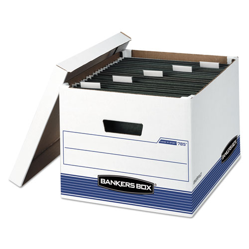 Picture of HANG'N'STOR Medium-Duty Storage Boxes, Letter/Legal Files, 13" x 16" x 10.5", White/Blue, 4/Carton