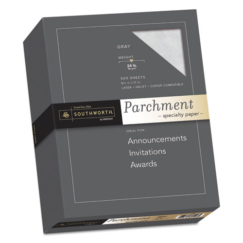 Parchment+Specialty+Paper%2C+24+lb+Bond+Weight%2C+8.5+x+11%2C+Gray%2C+500%2FReam