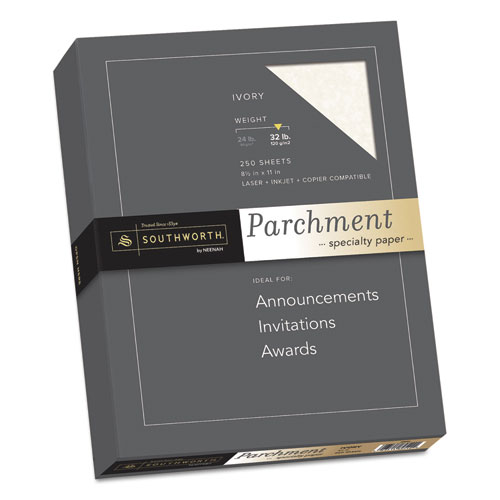 Parchment+Specialty+Paper%2C+32+lb+Bond+Weight%2C+8.5+x+11%2C+Ivory%2C+250%2FPack