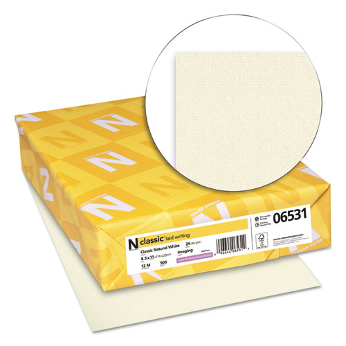 Picture of CLASSIC Laid Stationery, 24 lb Bond Weight, 8.5 x 11, Classic Natural White, 500/Ream