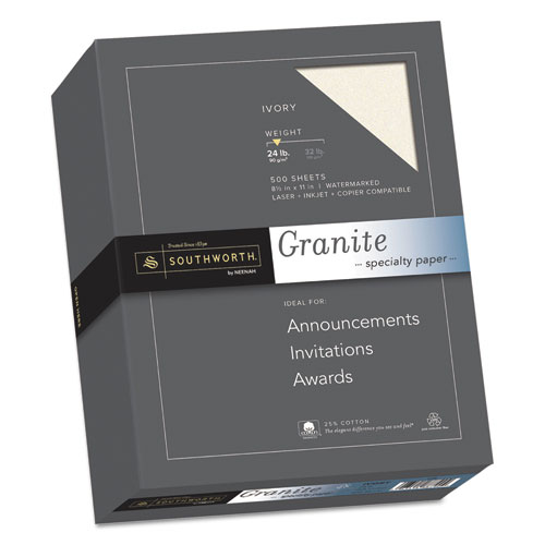 Granite+Specialty+Paper%2C+24+lb+Bond+Weight%2C+8.5+x+11%2C+Ivory%2C+500%2FReam