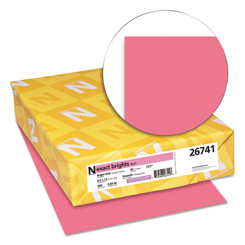 Picture of Exact Brights Paper, 20 lb Bond Weight, 8.5 x 11, Bright Pink, 500/Ream