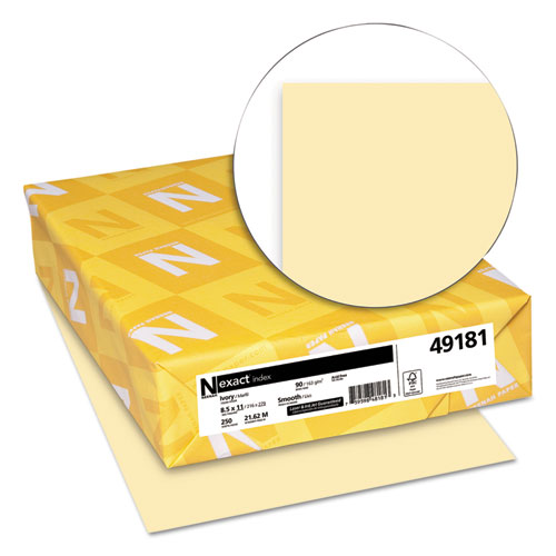 Picture of Exact Index Card Stock, 90lb, 8.5 x 11, Ivory, 250/Pack