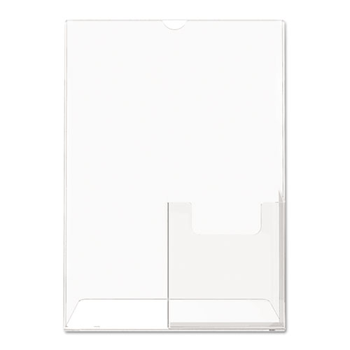 Picture of Superior Image Slanted Sign Holder with Front Pocket, 9w x 4.5d x 10.75h, Clear