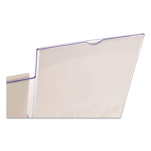 Picture of Superior Image Slanted Sign Holder with Side Pocket, 13.5w x 4.25d x 10.88h, Clear