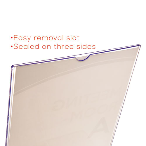 Picture of Superior Image Slanted Sign Holder with Side Pocket, 13.5w x 4.25d x 10.88h, Clear