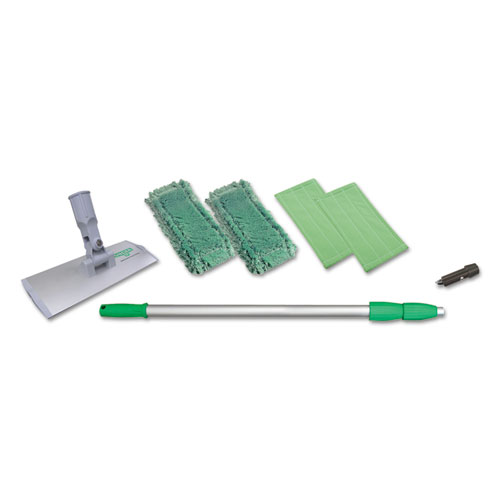 Picture of SpeedClean Window Cleaning Kit, Aluminum, 72" Extension Pole, 8" Pad Holder, Silver/Green