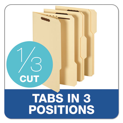 Picture of Top Tab Fastener Folder, 0.75" Expansion, 2 Fasteners, Legal Size, Manila Exterior, 50/Box