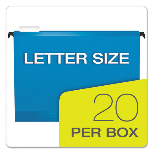 Picture of SureHook Hanging Folders, Letter Size, 1/5-Cut Tabs, Blue, 20/Box