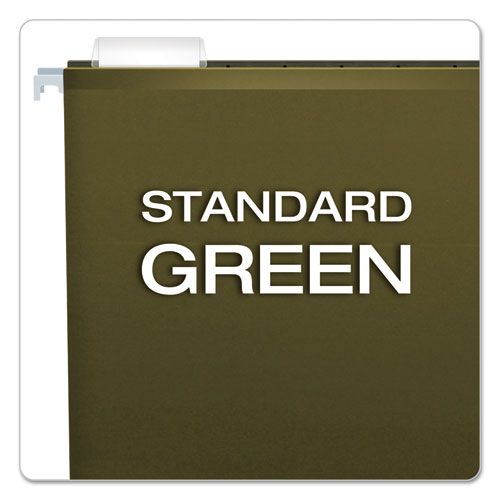 Picture of Extra Capacity Reinforced Hanging File Folders with Box Bottom, 1" Capacity, Letter Size, 1/5-Cut Tabs, Green, 25/Box