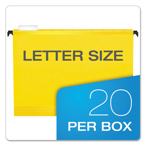 Picture of SureHook Hanging Folders, Letter Size, 1/5-Cut Tabs, Yellow, 20/Box