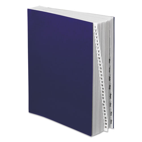 Picture of Expanding Desk File, 42 Dividers, Month/Date Index, Letter Size, Dark Blue Cover