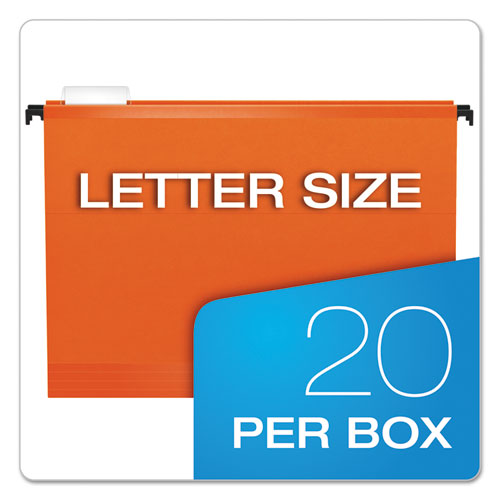 Picture of SureHook Hanging Folders, Letter Size, 1/5-Cut Tabs, Orange, 20/Box