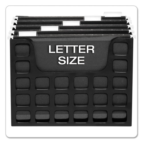 Picture of Desktop File With Hanging Folders, Letter Size, 6" Long, Black