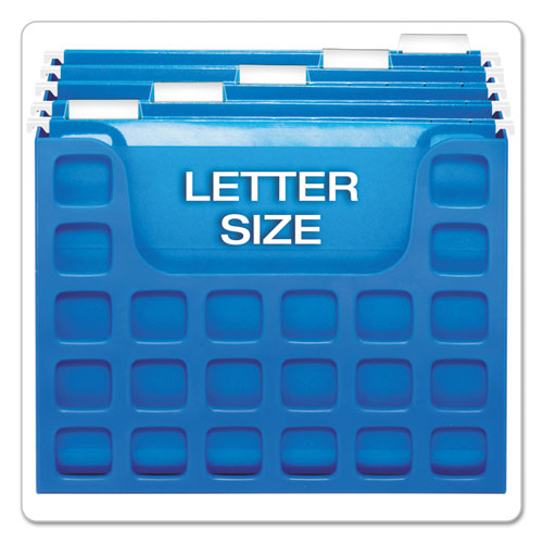 Picture of Desktop File With Hanging Folders, Letter Size, 6" Long, Blue