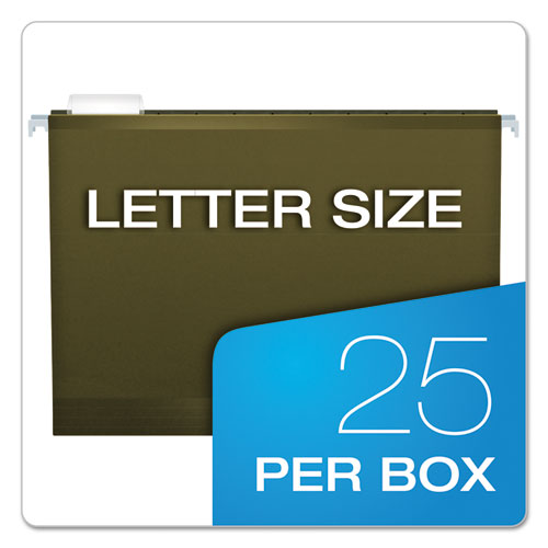 Picture of Extra Capacity Reinforced Hanging File Folders with Box Bottom, 1" Capacity, Letter Size, 1/5-Cut Tabs, Green, 25/Box