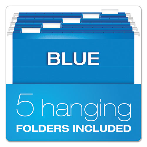 Picture of Desktop File With Hanging Folders, Letter Size, 6" Long, Blue