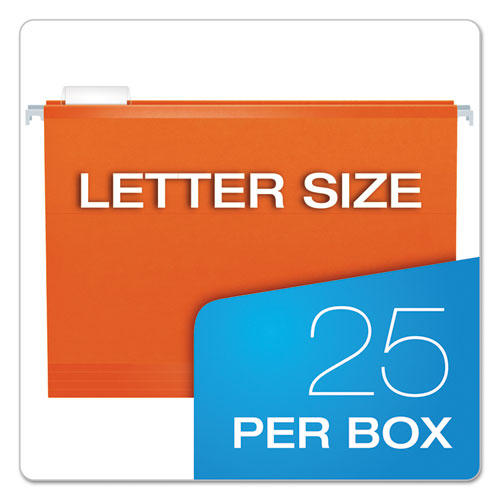 Picture of Colored Reinforced Hanging Folders, Letter Size, 1/5-Cut Tabs, Orange, 25/Box