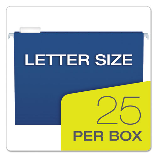 Picture of Colored Hanging Folders, Letter Size, 1/5-Cut Tabs, Navy, 25/Box